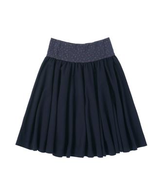 Sseonegteu Floral Banded Flare Skirt - Navy