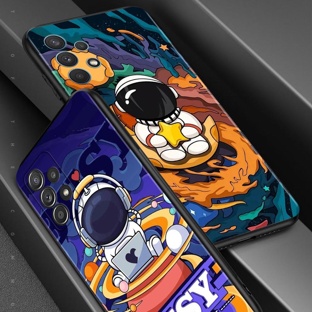 Niedliche Cartoon-Astronauten-Hülle für Samsung Galaxy A51 A71 A01 A11 A21 A21s A31 A41 A72 A52 A42 A32 A22 A12 A02 A02s F42 Handyhülle