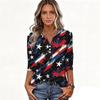Women's T Shirt Independence Day Print Button 3/4 Sleeve Daily Weekend Fashion Basic V- Neck Regular Top