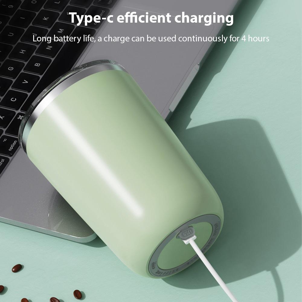 350ml Samomíchací hrnek Dobíjecí Neaxiální Magnetický Hrnek na míchání kávy s víčkem 304 Nerez