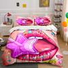 Pink Star Lollipop and Shiny Lips Bedding Set for Kids Luxury Gift 3pcs Digital Print Comforter Set Soft Comfortable Breathable