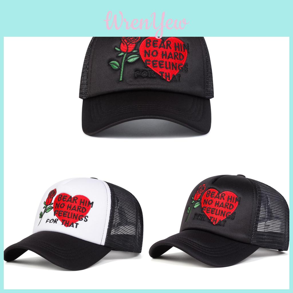 Cotton Embroidered Letter Mesh Cap With Adjustable Fit For Men And Women