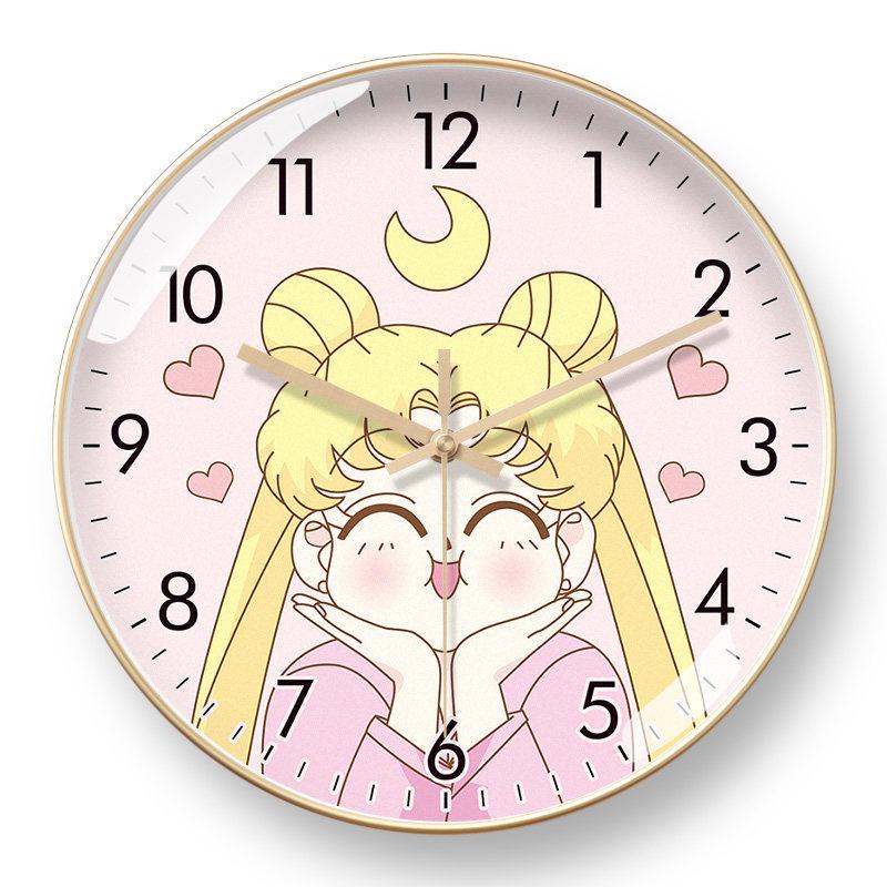 

Бесшумные настенные часы в стиле аниме «Сейлор Мун» с автоматической настройкой времени для детских спален и гостиных 8 inch
