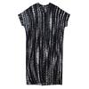 Summer Black Striped Foreign Trade Cotton and Linen V-neck Short-sleeved Long Loose Casual Large-size Dress Women's Clothing