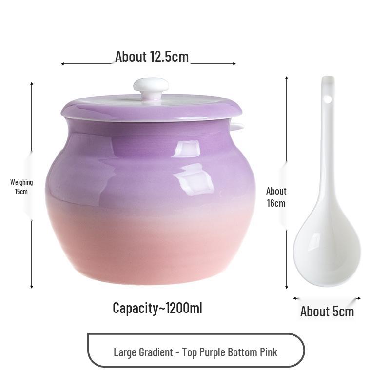 Ceramic Chili Oil Can with Spoon - High Temp Resistant, Creative Design for Luck & Prosperity in the Kitchen