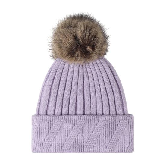 Machine Washable Winter Caps Knitted Hat for Women, Cold Weather Fleece Lined with Pom Thermal Hats Girls Pom, Chunky Snow Hat, Soft Ribbed