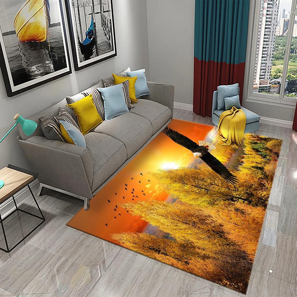 Dywan z Orłem 3D Dywan ze Wzorem Drapieżnego Zwierzęcia Dywan do Salonu na Sofę Dywan do Łazienki Antypoślizgowy Dywan do Sypialni Dywan do Kuchni Dekoracyjne Dywany Strefowe