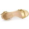 Allegra K Women's Ankle Strap Sandals with Block Low Heels, Gold, Size 26.0 cm