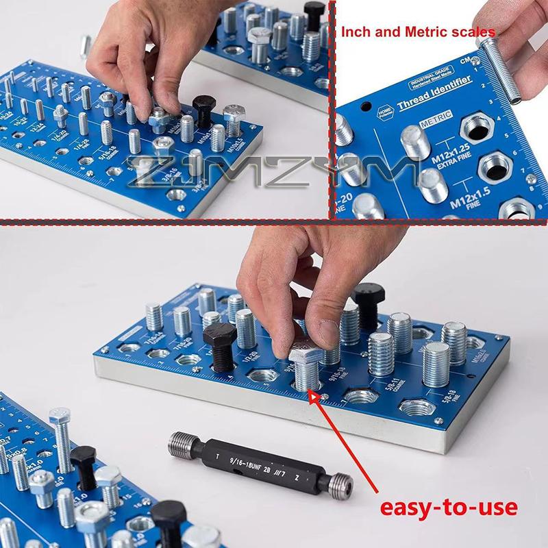 2 In 1 Nut and Bolt Thread Checker 38 Holes Bolt Size Thread Identifier Gauge Standard Metric Bolt Nut Gauge