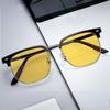 Retro Rivet Square Photochromic Semi-Rimless Women Men Eyeglasses Ultraviolet-proof Night Vision Goggles Men Glasses