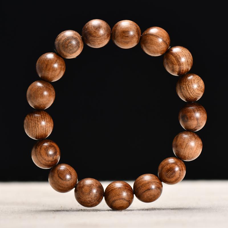 Natural Huanghuali Wood Beaded Bracelet 1Pcs Black Smooth Polished Handcrafted for Daily Wear Birthday Gift for Friends Family