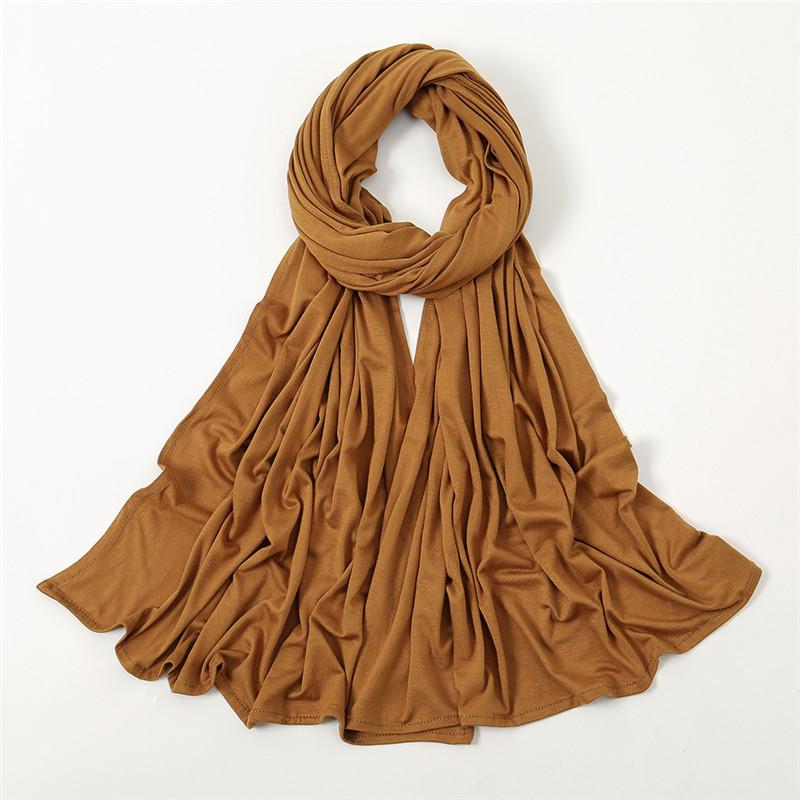 Plain Jersey Thick Hijab Scarf Cotton Polyester Wrap Elasticity Shawls Foulards Long Stretchy Turban Muslim Head Snood 180*60Cm