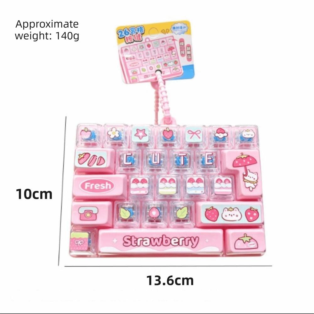 26 Keys Mechanical Keyboard Toy Clear Key Sounds Bag Pendant Charm Stress Relief Use