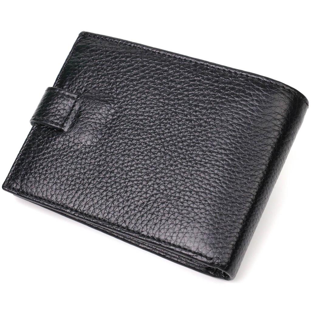 Horizontal Wallet for Men Made of Genuine Grained Leather BOND-WALLET 22059 Black