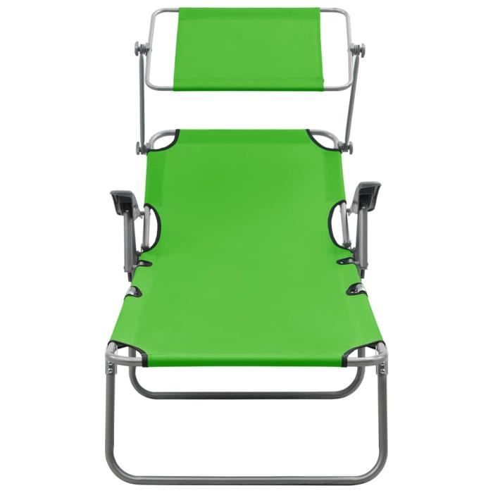 VidaXL Chaise longue avec auvent Acier Vert