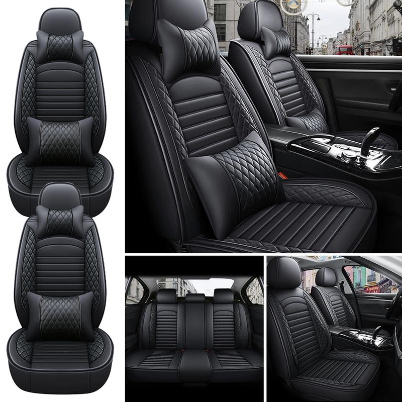 5-Seats PU Leather Universal Car Seat Covers Full Set Front Rear Seat Cushion Anti-scratch Protection For Sedan SUV Seat