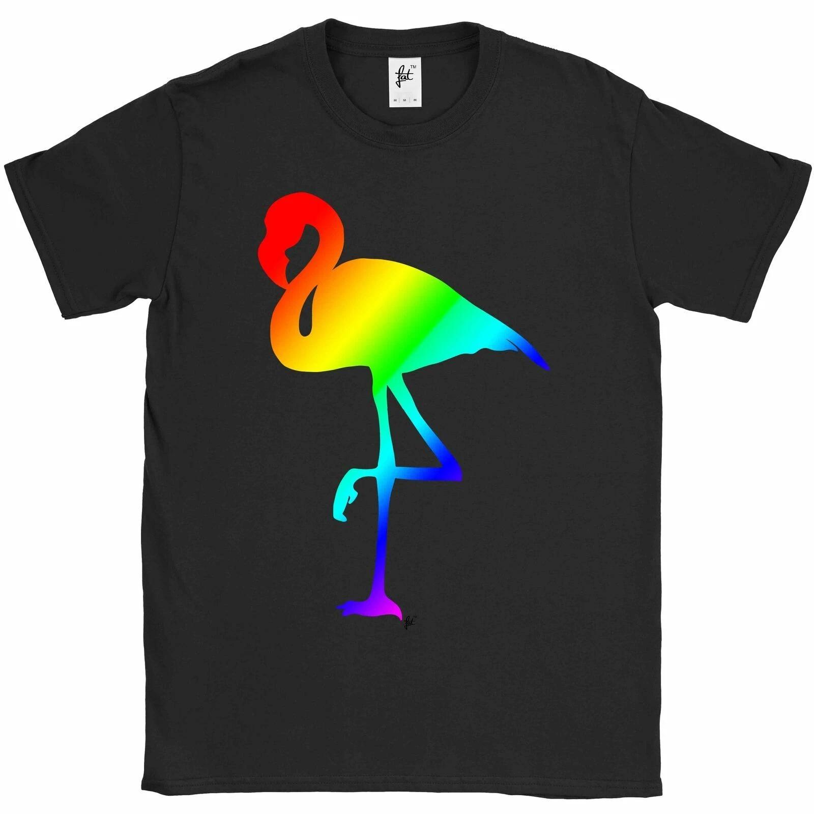 Standing On One Leg Rainbow Colour Flamingo Mens T-Shirt XXL
