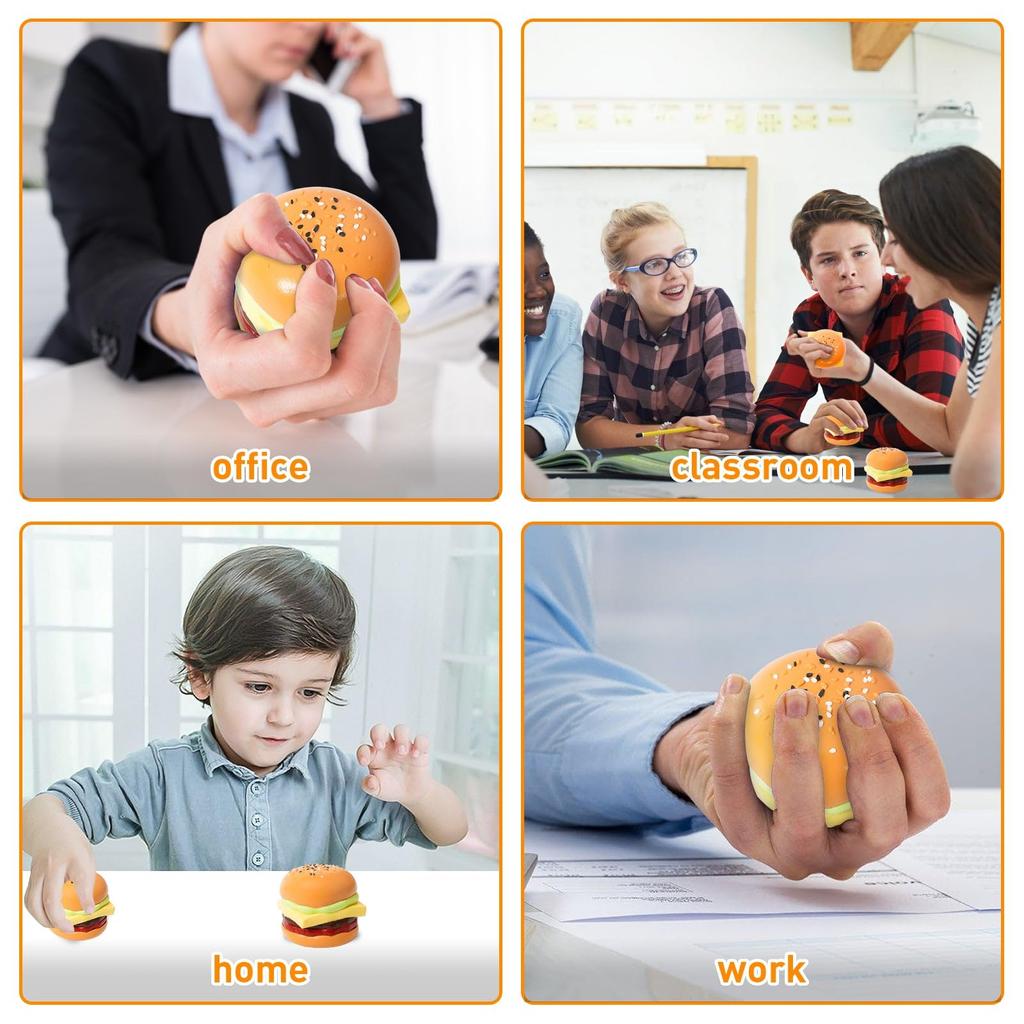 Slow Rising Hamburger Squishy, Soft Silicone Squeeze , Realistic Food Replica With Sesame Seeds Stress Relief Fidget Gift
