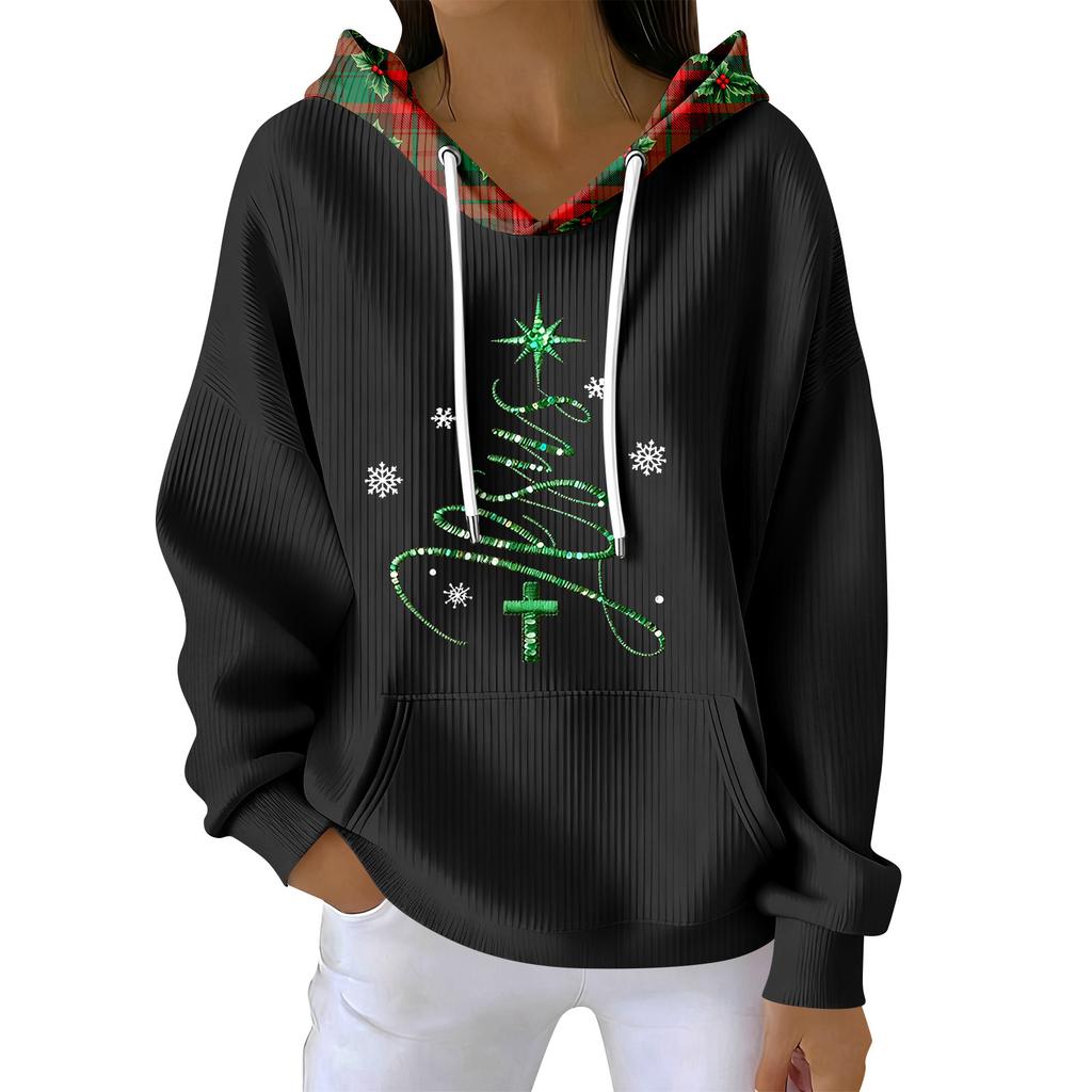 Women's Fashion Casual Christmas Print Pullover Long-Sleeve Sweatshirt