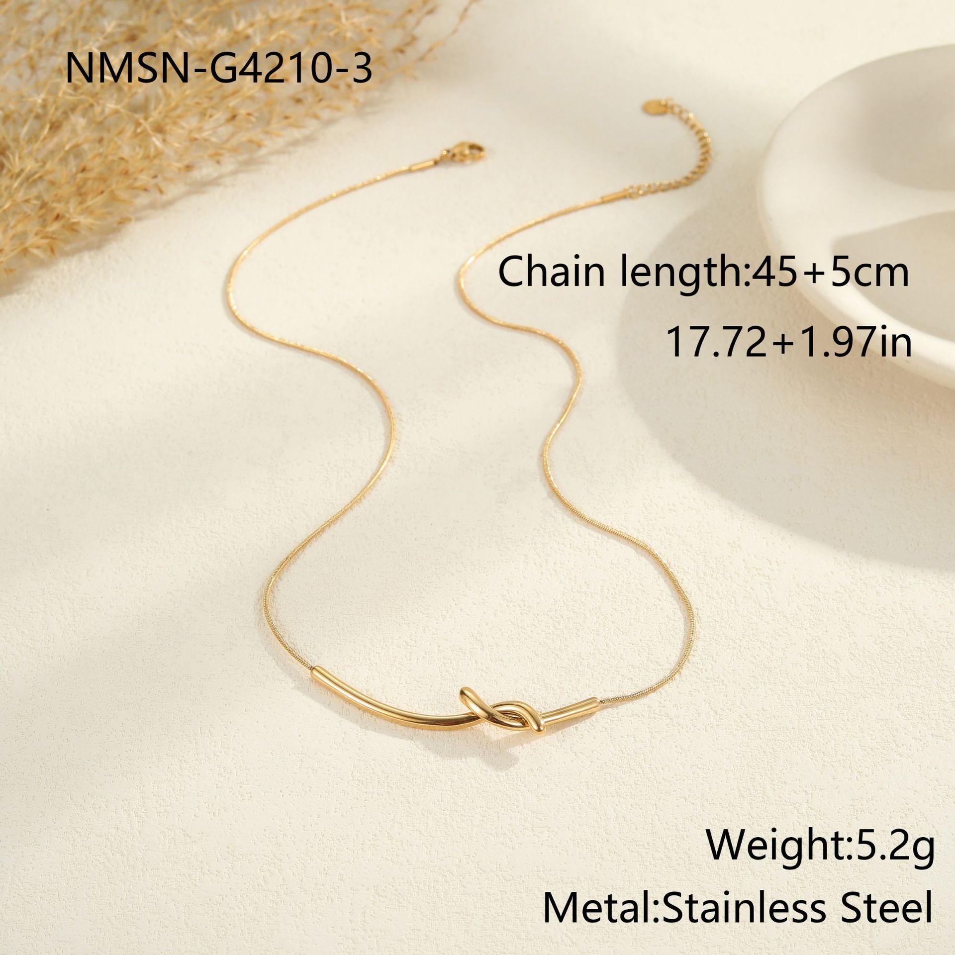 GEMCHIC Women s Stainless Steel Minimalist Twisted Pendant Necklace 18K Gold Plated Light Luxury Geometric Chain