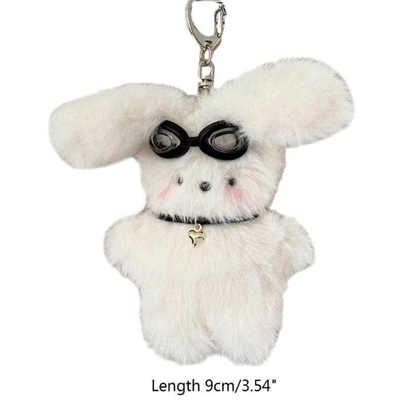 Hanging Decoration Rear View Mirror Cute Long Eared Rabbit Decors Car Interior Accessories Cute Bunny- Pendant Keychain