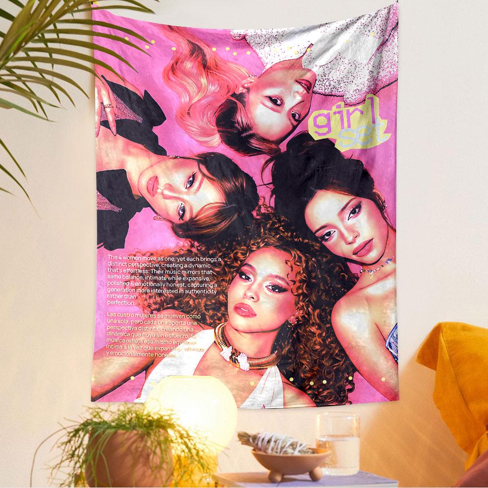 Girl Group Tapestry Wall Hanging, Four Women Trendy Poster Art, Music Wall Decor for Bedroom Living Room Dorm