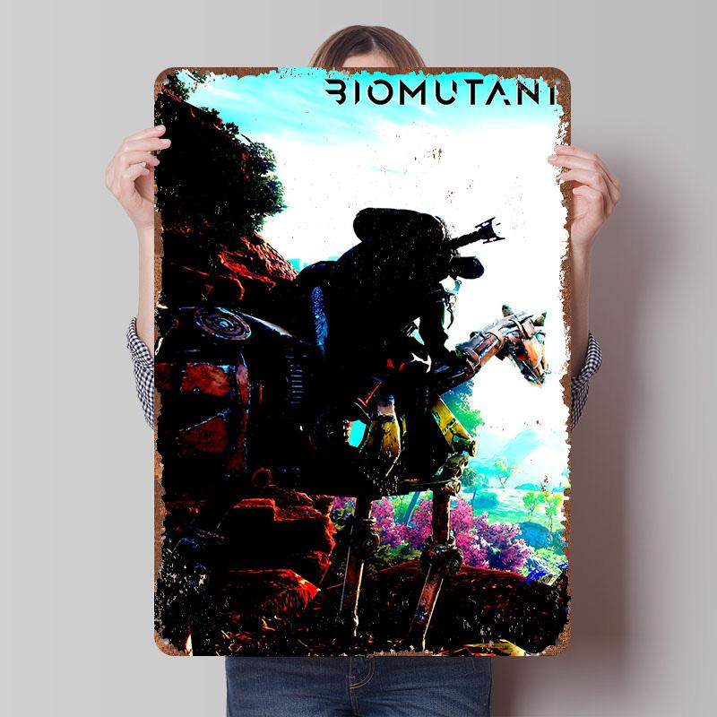 

Biomutant Game Character on Mechanical Mount Metal Poster Customized Wall Art Retro Vintage Tinplate Signs for Decoration Garage 7.9x11.8In(20x30cm)