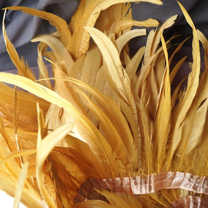 2 M/Piece Rooster Tail Fabric Edge Chicken Feather Fabric Strip Performance Clothing Skirt Fabric Belt Shawl Feather Decoration Clothing Accessories