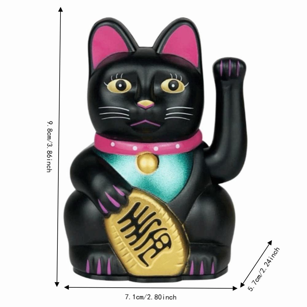 Black Solar Nodding Lucky Cat Ornament Office Desktop Decoration Without Base
