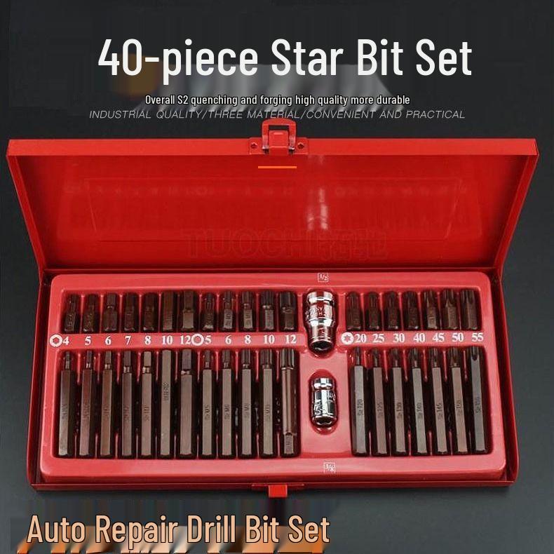 40-Piece Torx & Hex Star Bit Set for Auto Repair & Car Maintenance