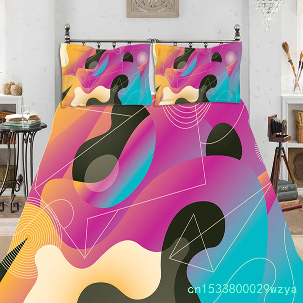 Set Huse Pilote Geometrice Set Lenjerie de Pat Vârtejuri Psihedelice Ochi Microfibră Model Abstract Colorat Husa Pilotă cu Fețe de Pernă