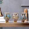 Owl Figurine Creative Tabletop Ornament no listen no see no speak Owl Sculpture for Office Cabinet Living Room Table Centerpiece