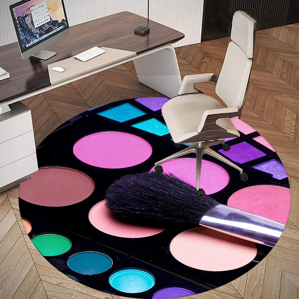 1pc Makeup Palette Brush Round Chair Mat Office Area Rug - Non-Slip, Floor Mat for Office, Bedroom, and Indoor Decor P127292