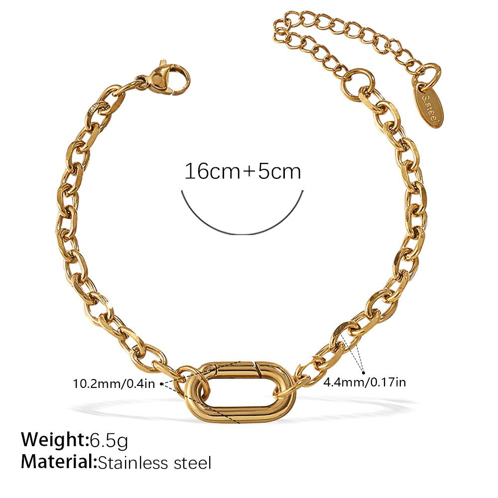 Personalized Natural Stone Pearl Love Hollow Bracelet Versatile Oil Drop Red Pepper Stainless Steel Croissant Bracelet
