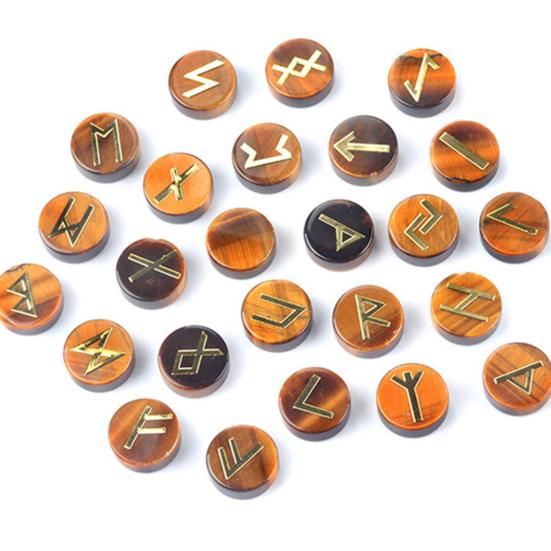 25Pcs Faux Crystal Agate Rune Stone Set Alphabet Rune Round Set Nordic Germanic Language Stone for Witchcraft Fortune-Telling