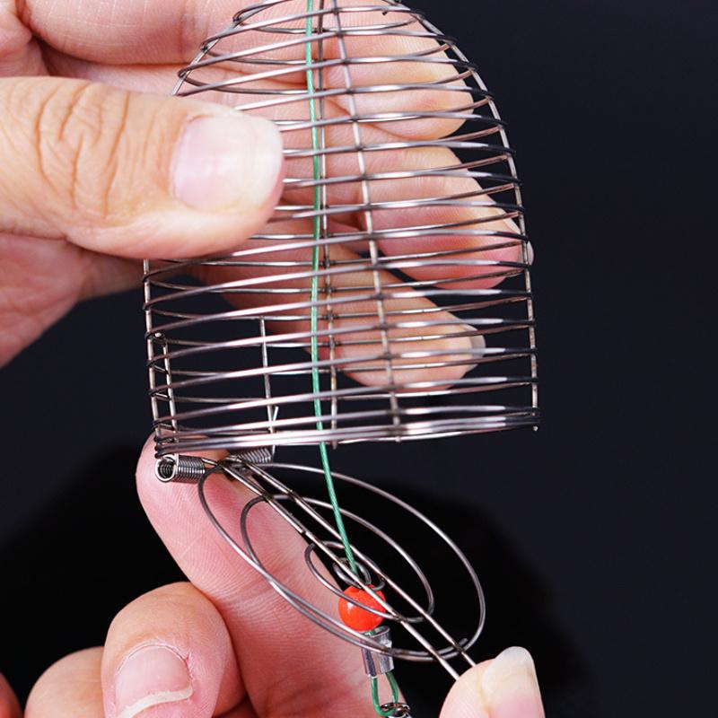 2pcs Stainless Steel Metal Trap Bait Trap Fishing Bait Feeder Fish Bait Cage Bait Cage