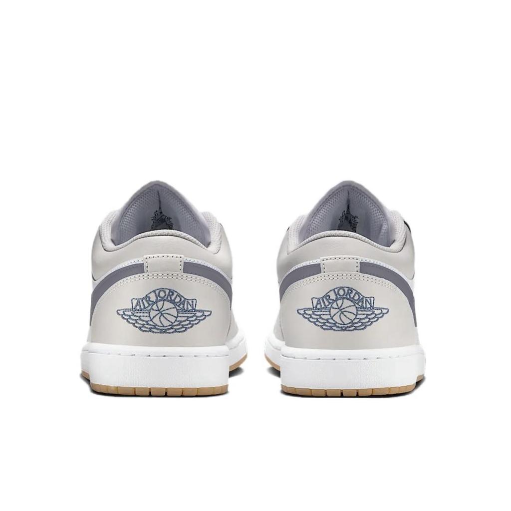 Jordan Air Jordan 1 Slip Resistant Abrasion Resistant Low Top Vintage Basketball Shoes Unisex Gray White Brown 553558-146(Team1180-)