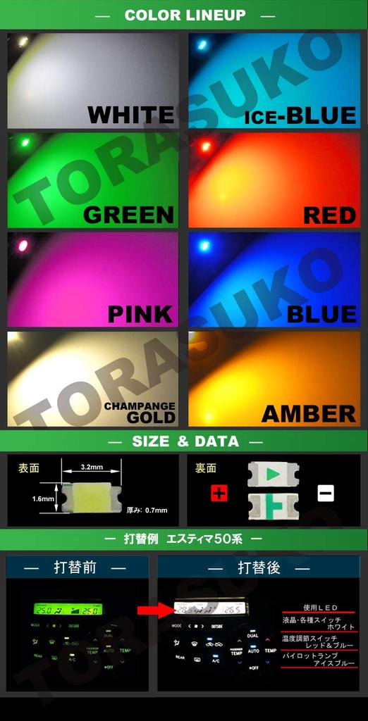 3216 SMD LED Chip Blue 50 Piece Set Replacement