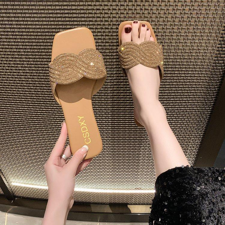Fashion Shoes Women Slippers Flat Slides Jelly Flip Flops Pantofle Fashion Soft Glitter 2025 Luxury Crystal Flat Shoes Female Woman's S