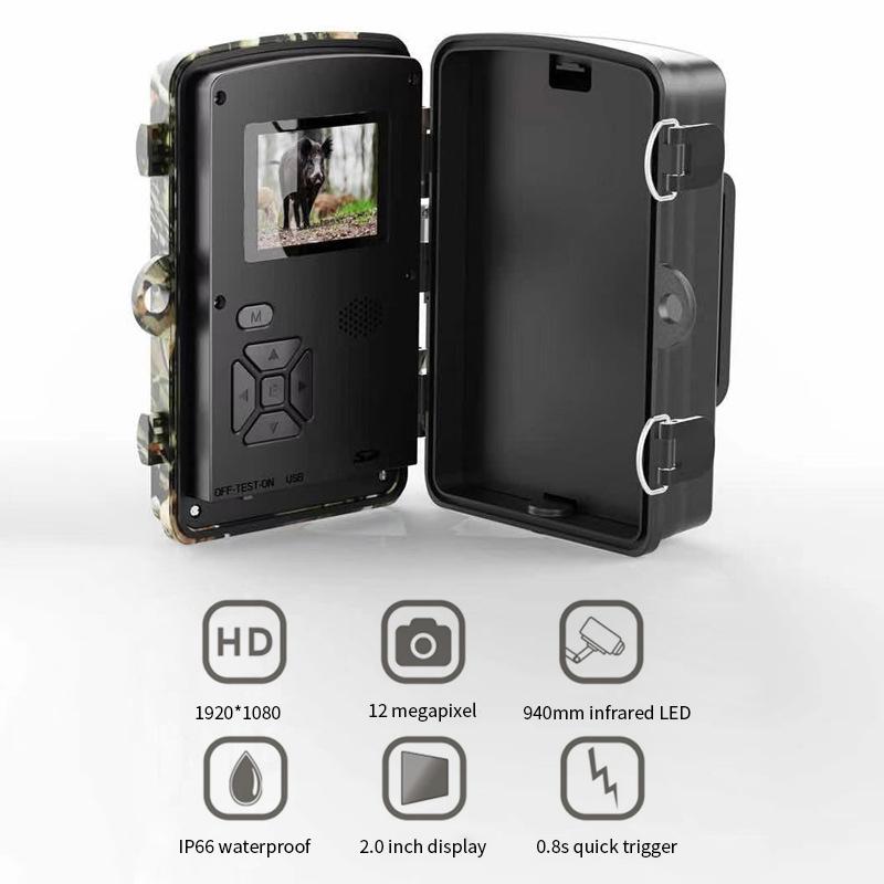 Mini Trail Camera 12MP 1080P Wildlife Scouting Camera Night Vision IP66 Waterproof Monitoring Tracking