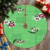 2D Flat, 2D Flat, 1pc, Christmas Tree Skirt with Multi-Group Floral And Checkered Patterns on Green Background, 2D Flat Printing, Suitable for Christm