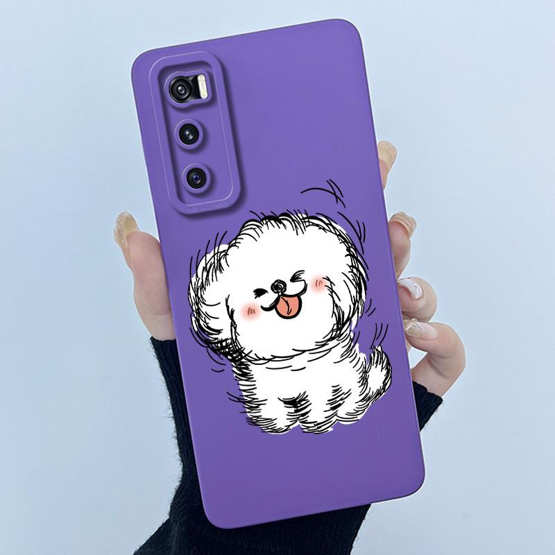 For Vivo V20 SE Case V2022 V2023 Lovely Cartoon Cat Liquid Silicone Soft TPU Shockproof Bumper For Vivo V20SE Phone Cover Funda