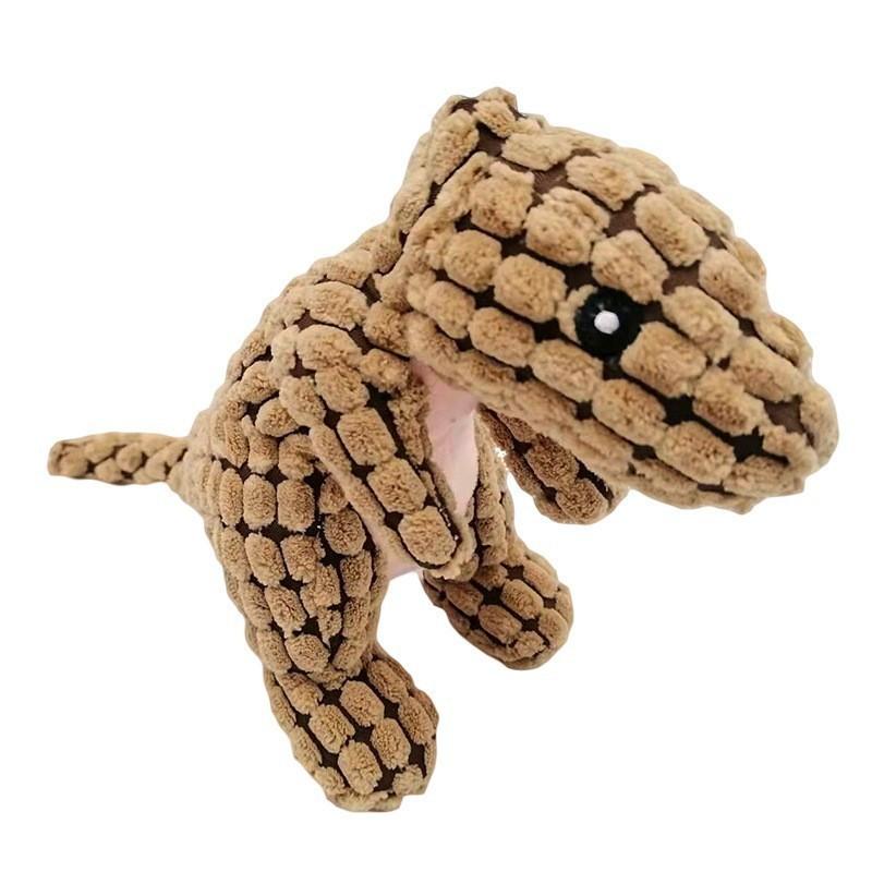 Green Dinosaur Plush Squeaky Dog Toy – Soft Interactive Puppy Chew Boredom Buster Toy серый