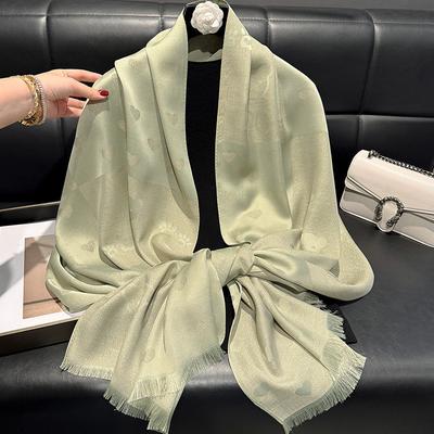 Nouveau Printemps Soie Émulée Mode Écharpe Polyvalente Long Châle pour Femmes Amour Écharpe Simple Polyvalente pour Femmes Coton Tiansi