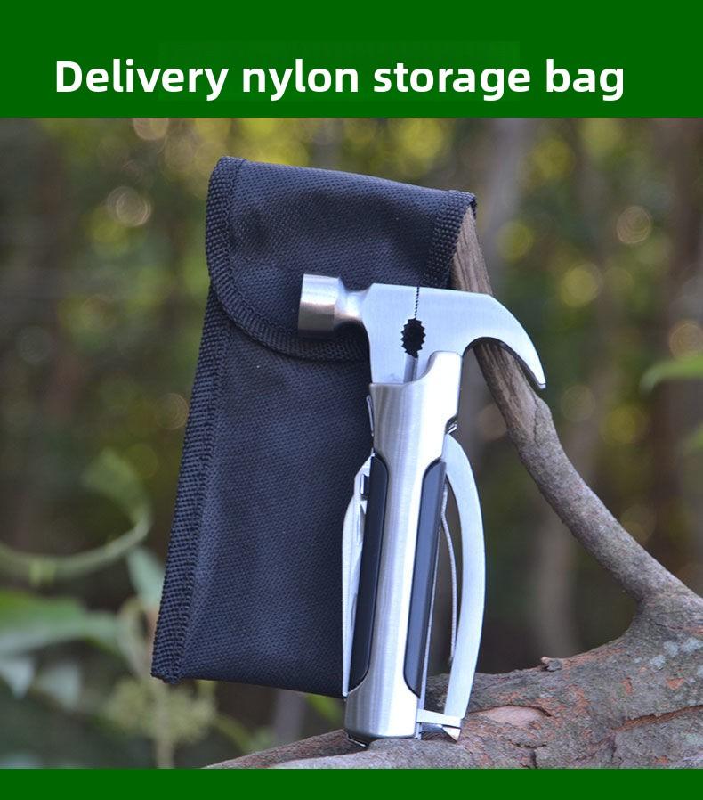 Kompaktní přenosné multifunkční kladivo: Hlava z vysoce uhlíkové oceli, rukojeť z hliníkové slitiny, se skládacími kleštěmi, vozidlo pro nouzové situace