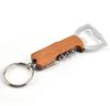 Openers Wooden Handle Bottle Opener Keychain Knife Double Hinged Corkscrew Stainless Steel Key Ring Opening Tools Bar TLY049