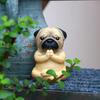 Yoga Meditation Dog Ornament Sitting Pug Figurine Statue Animal Sculpture Indoor Outdoor Garden Home Office Desktop Decoration