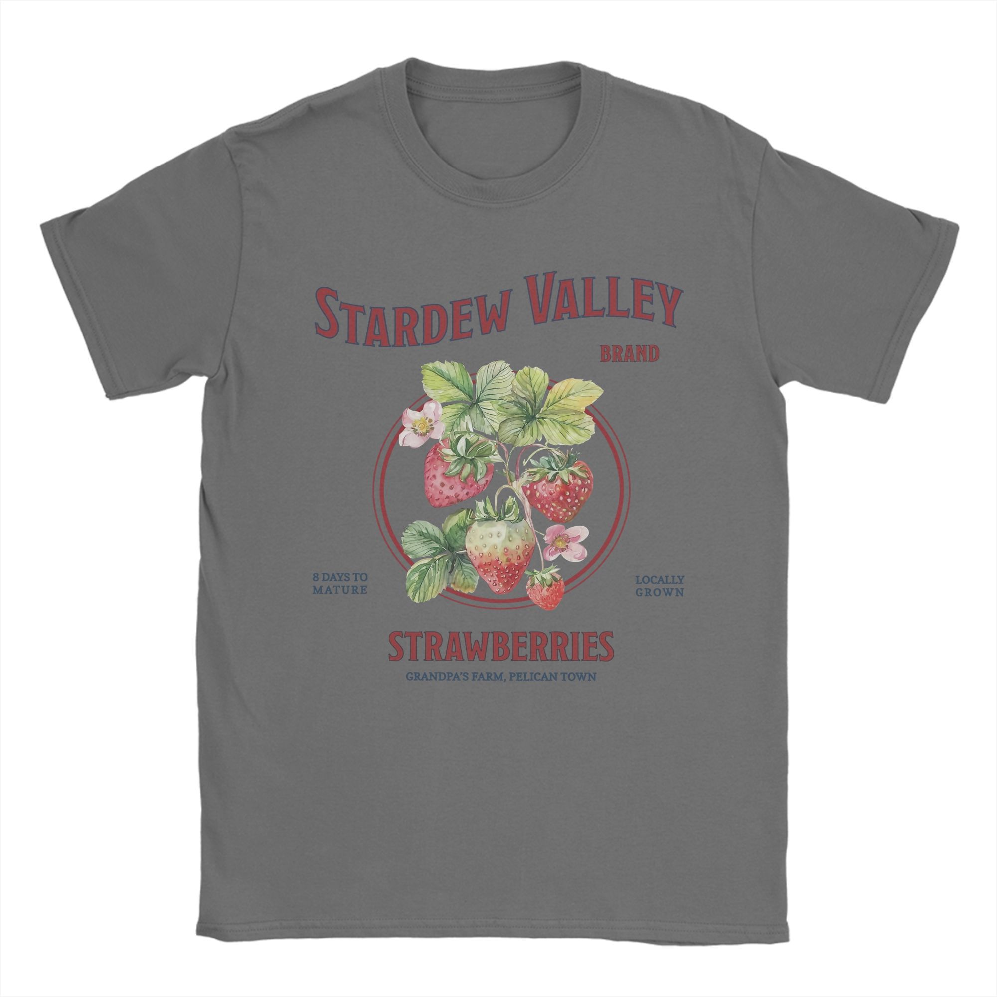 

Stardew Valley Strawberries T-Shirt Men Farming Game Novelty Pure Cotton Tee Shirt Short Sleeve T Shirts Graphic Printed Clothes 4XL