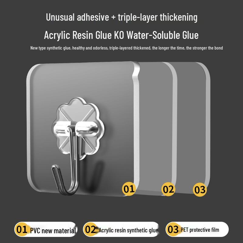 Transparent No-Trace Adhesive Wall Hooks - Strong Load-Bearing, No-Punch Installation