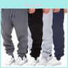 Calças de Moletom Jogger Masculinas em Mistura de Algodão Com Cintura Elástica e Cordão Ajustável